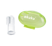Силіконова зубна щітка і масажер для ясен Akuku A0264, зелений чохол