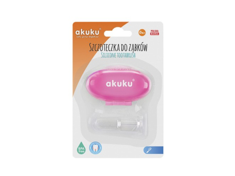 Силіконова зубна щітка і масажер для ясен Akuku A0265, рожевий чохол, Фото 3
