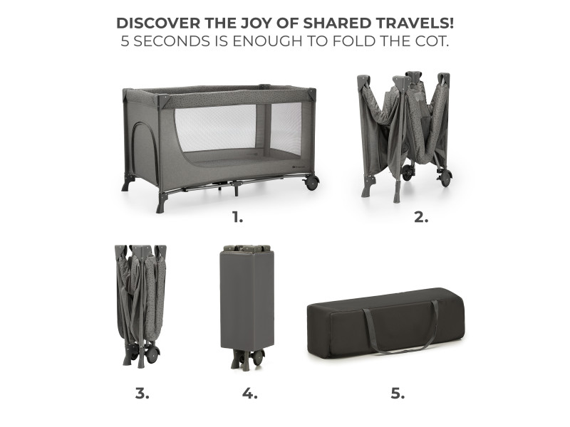 Ліжко-манеж Kinderkraft Joy 2 Dark Grey (KLJOY02DGR00000), Фото 4