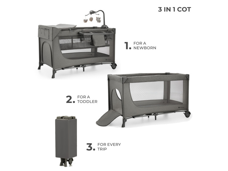 Ліжко-манеж с пеленатором Kinderkraft Joy 2 Dark Grey (KLJOY02DGR000AC), Фото 3