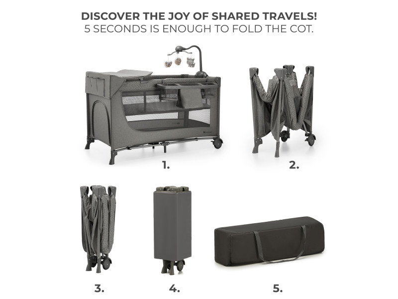 Ліжко-манеж с пеленатором Kinderkraft Joy 2 Dark Grey (KLJOY02DGR000AC), Фото 4