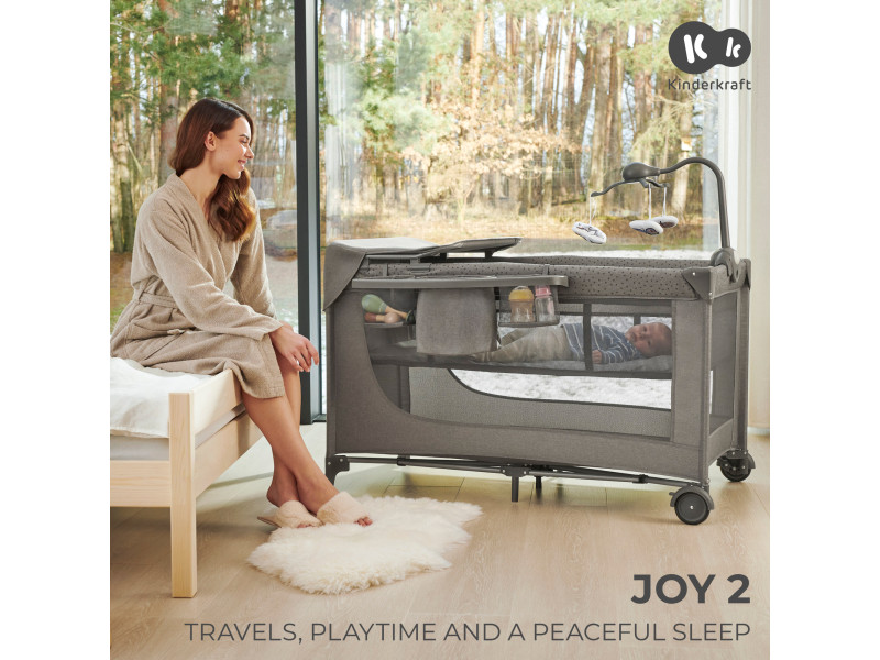 Ліжко-манеж с пеленатором Kinderkraft Joy 2 Dark Grey (KLJOY02DGR000AC), Фото 9