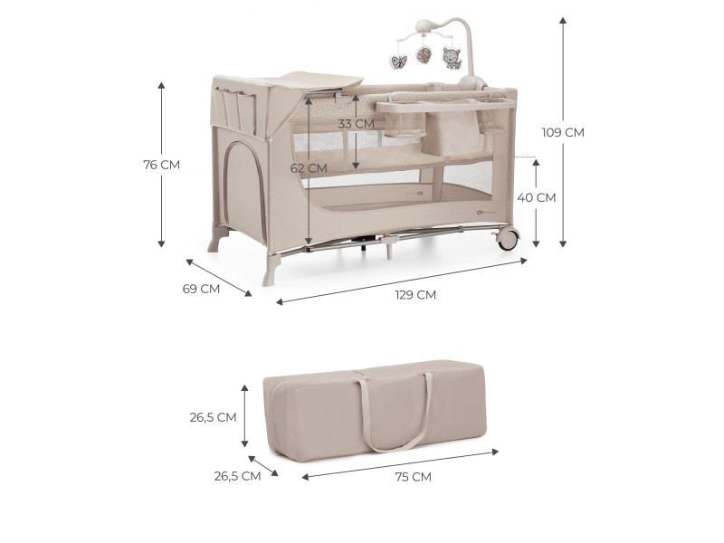 Ліжко-манеж с пеленатором Kinderkraft Joy 2 Beige (KLJOY02BEG000AC), Фото 9
