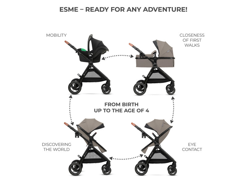 Универсальная коляска 3 в 1 Kinderkraft Esme Sand Beige (KSESME00BEG3000), Фото 3