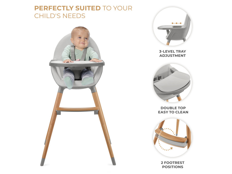Стільчик для годування 2 в 1 Kinderkraft Fini 2 Grey (KHFINI02GRY0000), Фото 6
