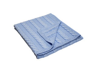 Дитячий теплий в’язаний плед 120×100 см “Косички” PLE-27, блакитний