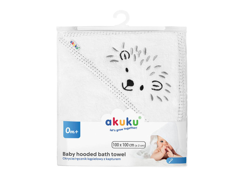 Рушник з капюшоном Їжачок, 100x100 см Akuku A0661, Фото 4