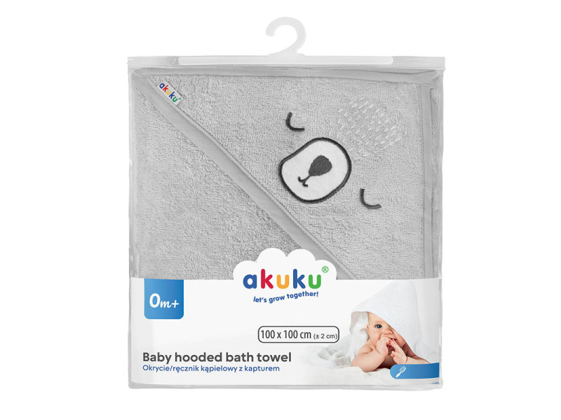 Рушник з капюшоном Ведмедик, 100x100 см Akuku A0662, Фото 4