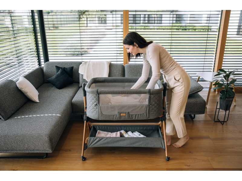 Приліжкове ліжечко та стільчик для дитини Nest & Feed 2 в 1 FreeON, grey, Фото 6