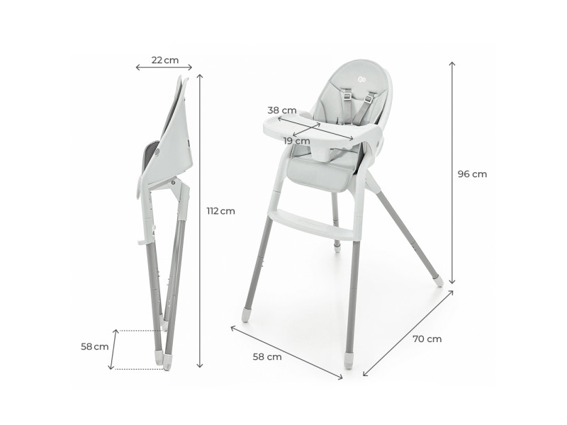 Стільчик для годування Kinderkraft Dinnly Grey (KHDINN00LGR0000), Фото 4