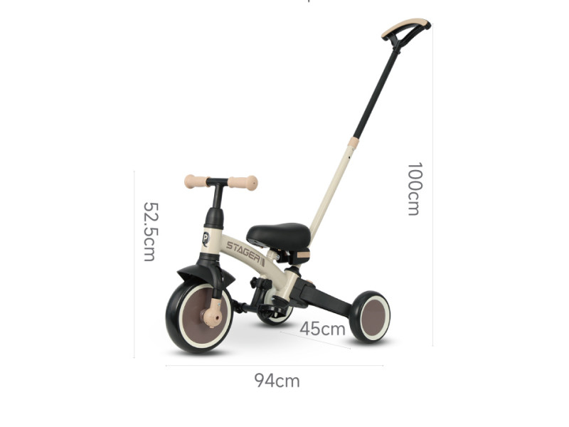 Велосипед з ручкою - біговел Stager 3в1 Beige-Brown, Фото 3