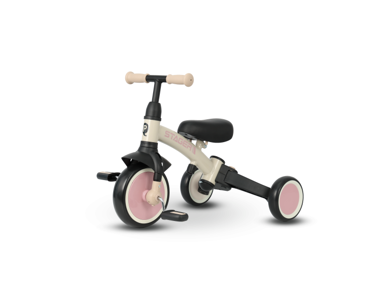 Велосипед з ручкою - біговел Stager 3в1 Beige-Pink, Фото 4