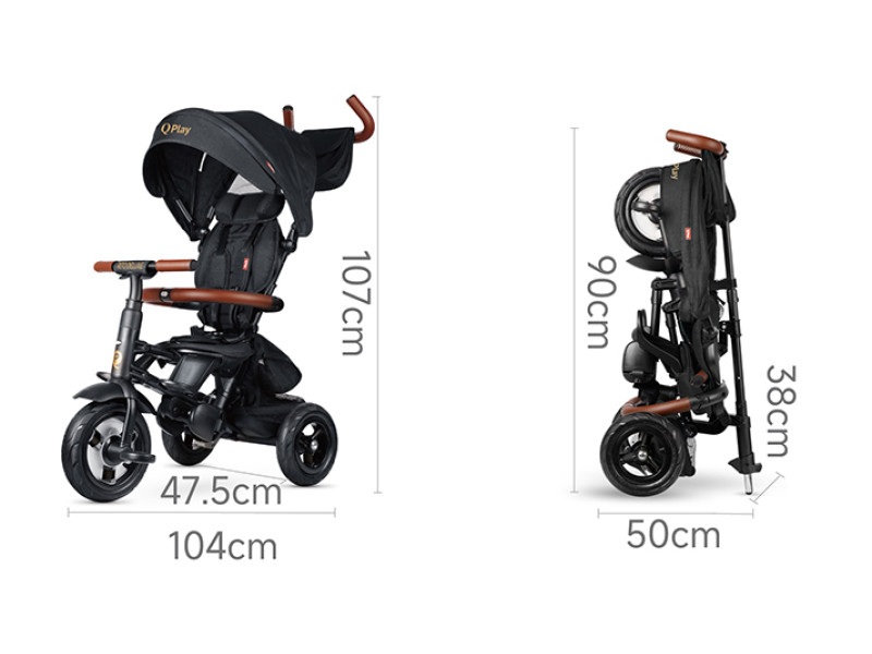 Велосипед складаний триколісний дитячий Rito Deluxe Black, Фото 3
