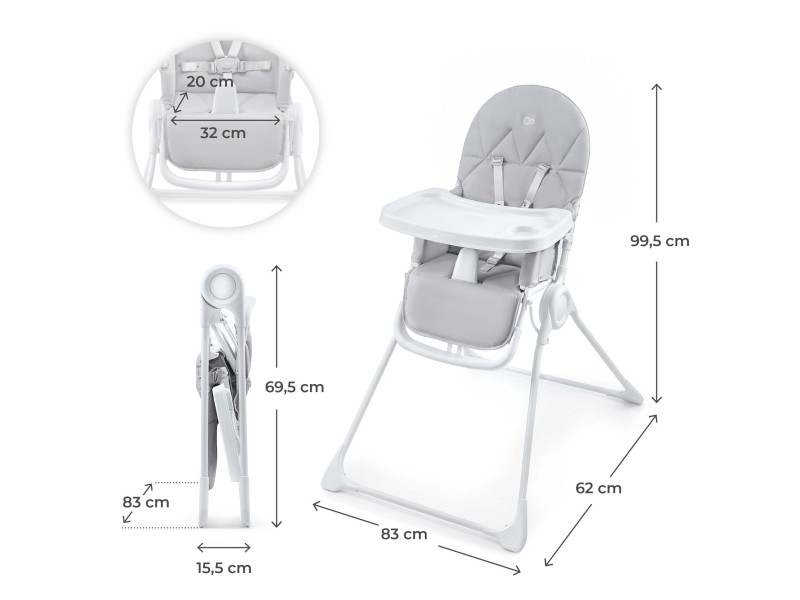Стільчик для годування Kinderkraft Binci Light Grey (KHBINC00LGR0000), Фото 5