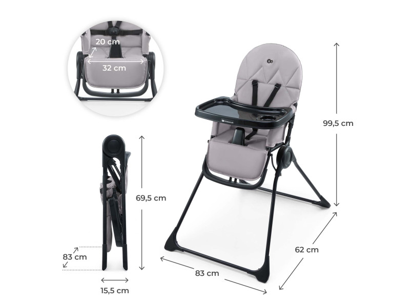 Стільчик для годування Kinderkraft Binci Grey (KHBINC00GRY0000), Фото 6