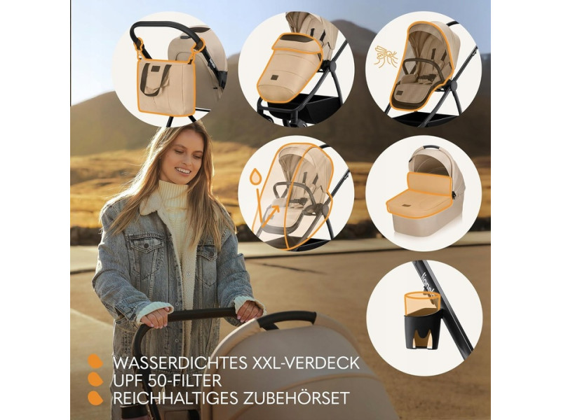 Универсальная коляска 2 в 1 Lionelo MERIL 2IN1 BEIGE SAND, Фото 6