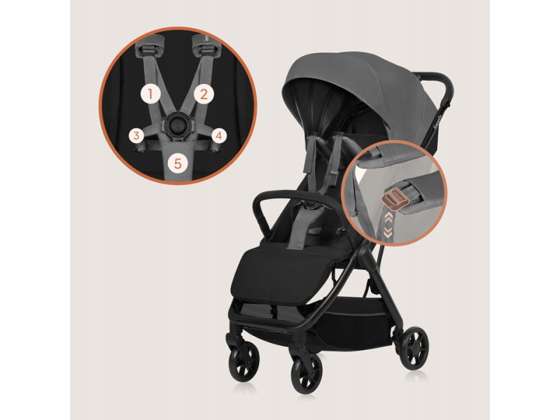 Прогулочная коляска Lionelo JULIE AIR GREY STONE, Фото 7