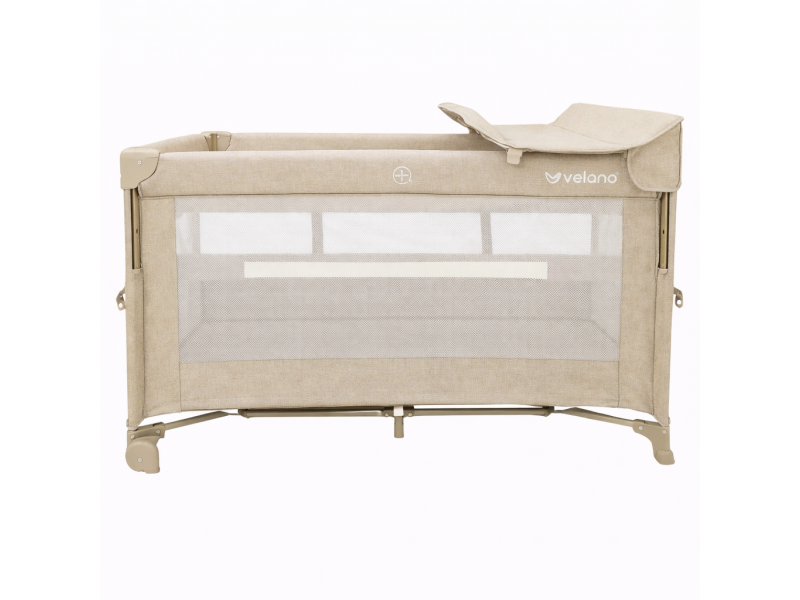 Ліжко-манеж дитяче з другим ярусом та пеленатором VELANO Tino, beige, Фото 1
