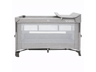 Кровать-манеж детская со вторым уровнем и пеленатором VELANO Tino, light grey