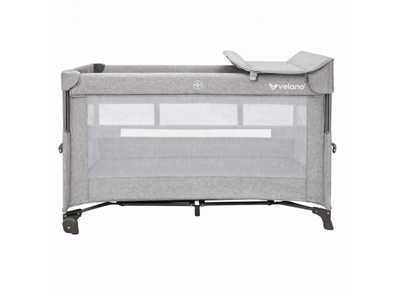Ліжко-манеж дитяче з другим ярусом та пеленатором VELANO Tino, light grey, Фото 1