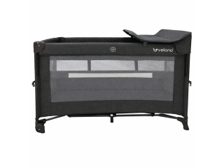 Кровать-манеж детская со вторым уровнем и пеленатором VELANO Tino, dark grey
