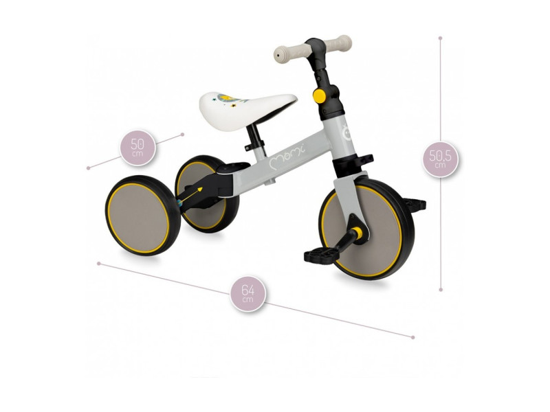 Біговел-велосипед MoMi LORIS 4 в 1 Grey-Yellow, Фото 5
