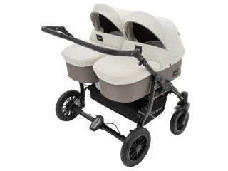 Коляска 2 в 1 для двойни Bair Sorento DUO BS-03 слоновая кость / капучино